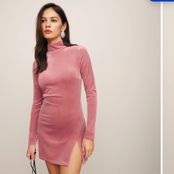 Reformation Libra Knit Dress Light Pink Velvet - Size XS - Picture 1 of 2